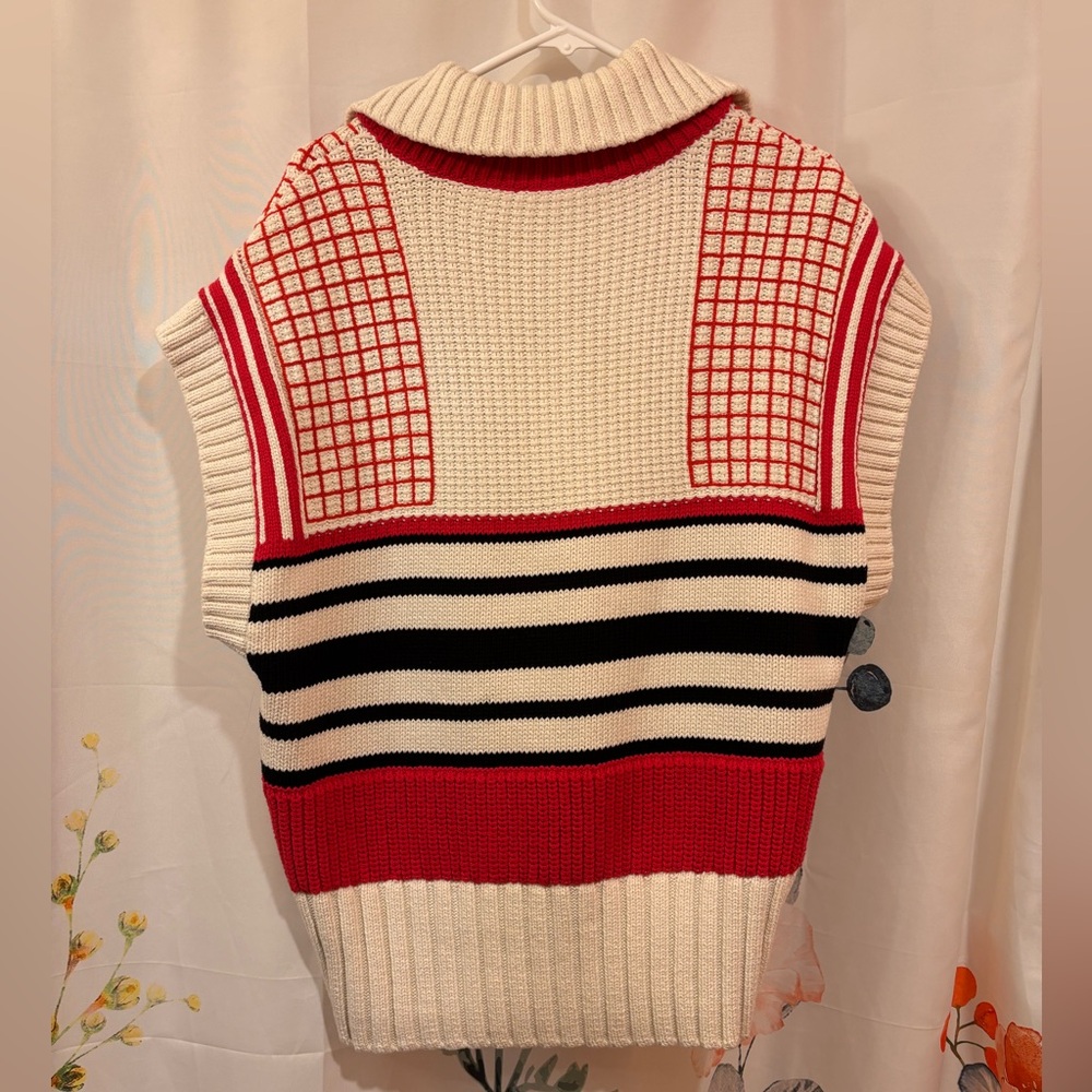 Anthropologie Maeve tennis sweater vest small oversized - Picture 4 of 4